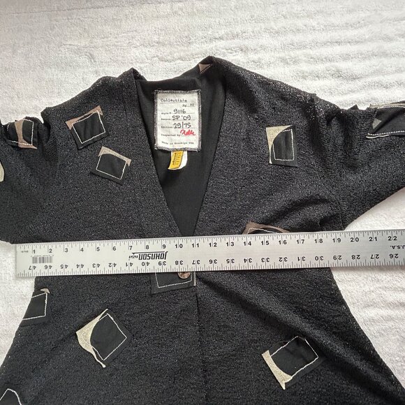 Staley Gretzinger Women's Small Black Art to Wear Asymmetric Cardigan Patchwork - Picture 7 of 10